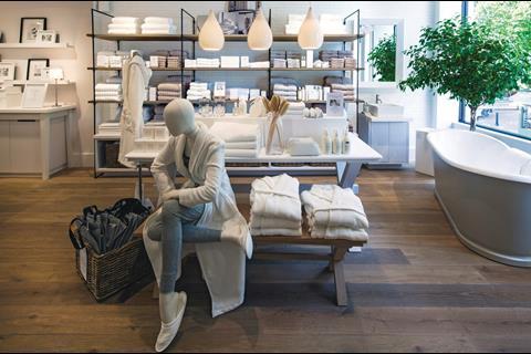 While many The White Company stores are little more than upscale white boxes this branch is nothing of the kind. Instead it is a series of rooms and is more in keeping with an open-plan apartment than a regular four-sided structure.